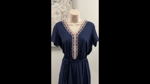 Old Navy Womens S Blue Embroidered V Neck Jersey Dress NWT - photo 2