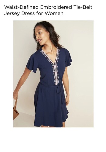 Old Navy Womens S Blue Embroidered V Neck Jersey Dress NWT - photo 4