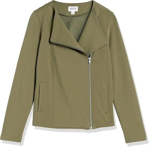 The Drop Caralyn Mirand Knit Moto Jacket Small NWT Olive - photo 2