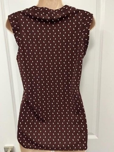 Ann Taylor Ruffle Neck Blouse XS Petite XSP LN Wine Geo Dot - photo 5