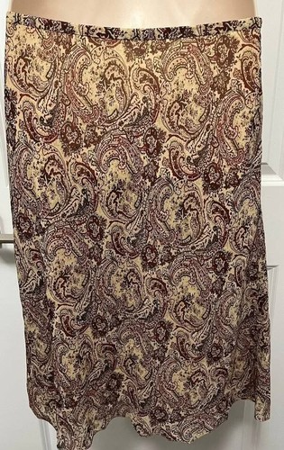 Ann Taylor 100% Silk Skirt Size 6 BNWT Brown Tan Paisley