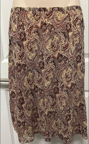 Ann Taylor 100% Silk Skirt Size 6 BNWT Brown Tan Paisley - photo 4