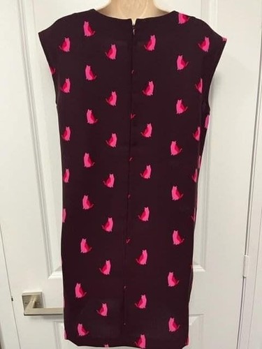LOFT Cat Print Dress Small Petite SP BNWT Eggplant Purple - photo 4