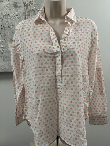 Ann Taylor Silk Blend Blouse Small Petite SP Orange Pink