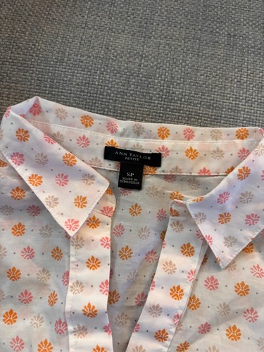 Ann Taylor Silk Blend Blouse Small Petite SP Orange Pink - photo 4
