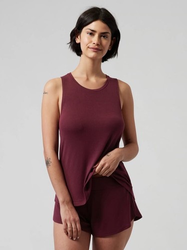 Athleta Womens M Burgundy Well Rested Rib Sleep Tank Top NWT