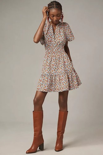 Anthropologie Somerset Cotton Floral Mini Dress Small S NWT