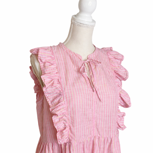 LOFT Pinstripe Blouse Small S NWT Pink White Ruffle Top - photo 3