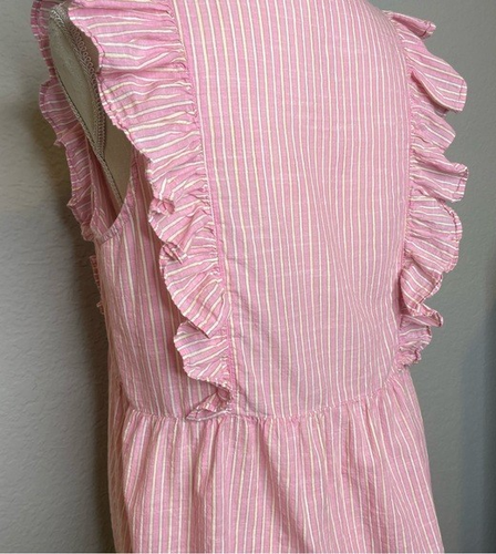 LOFT Pinstripe Blouse Small S NWT Pink White Ruffle Top - photo 5