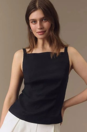 Maeve Anthropologie Linen Apron Tank Small BNWT Black