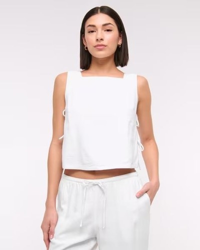Abercrombie & Fitch Apron Linen Top Small White