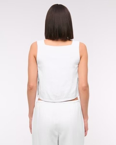 Abercrombie & Fitch Apron Linen Top Small White - photo 4