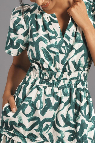 Anthropologie Somerset Cotton Dress XS BNWT Green White - photo 2