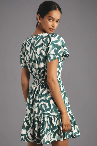 Anthropologie Somerset Cotton Dress XS BNWT Green White - photo 3