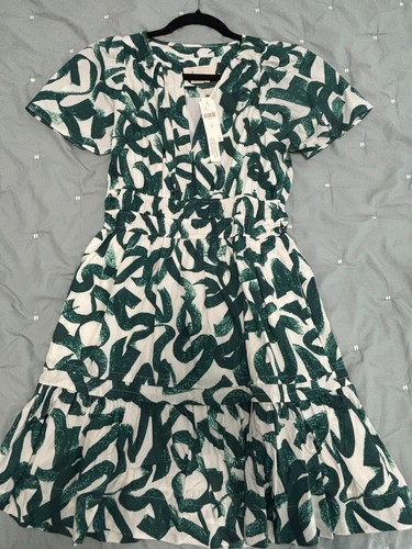 Anthropologie Somerset Cotton Dress XS BNWT Green White - photo 4
