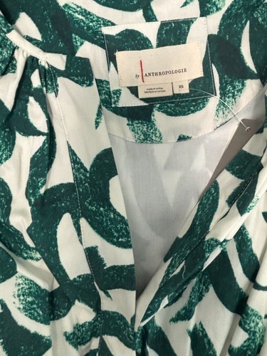 Anthropologie Somerset Cotton Dress XS BNWT Green White - photo 5
