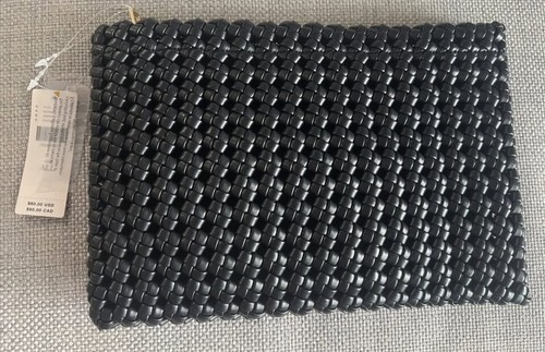 Anthropologie Kalani Black Woven Knot Clutch Vegan Leather - photo 3