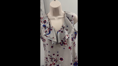Banana Republic Womens SP Gray Floral Ruffle V Neck Tank Top - photo 2