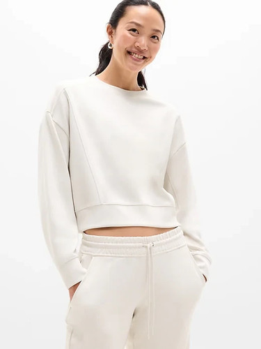 Athleta Seasoft Rib Crewneck Sweatshirt Small S BNWT Bone