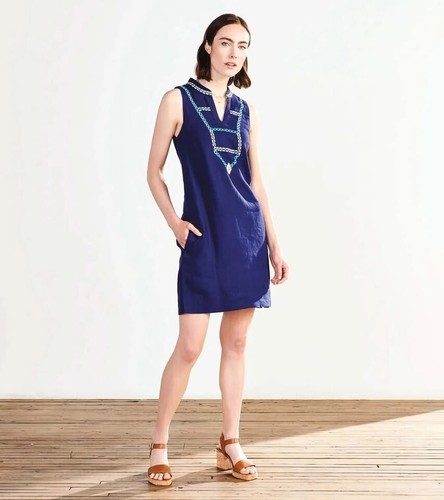 Hatley Marin Shift Dress Large L BNWT Patriot Blue Linen