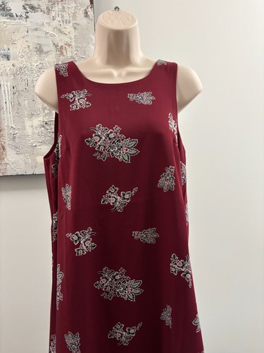 Ann Taylor Dress 6P Burgundy Red Floral Sleeveless A-Line NWT