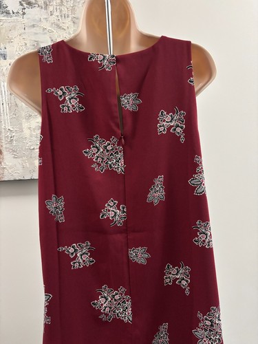Ann Taylor Dress 6P Burgundy Red Floral Sleeveless A-Line NWT - photo 3
