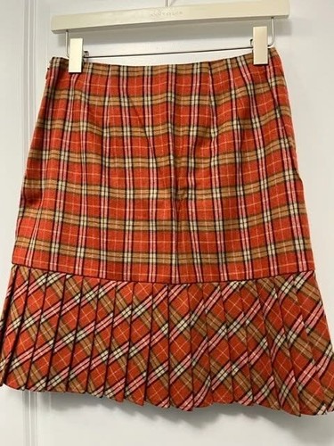 LOFT Plaid Wool Skirt Size 2 BNWT Orange Tartan Pleated - photo 2