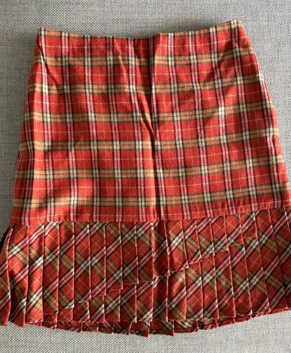 LOFT Plaid Wool Skirt Size 2 BNWT Orange Tartan Pleated - photo 4
