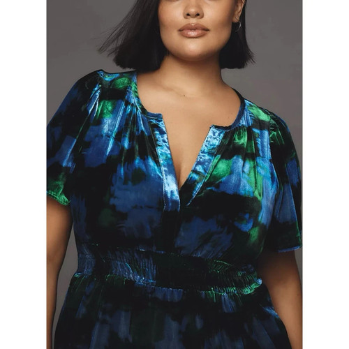 Anthropologie Somerset Velvet Dress Extra Small XS BNWT Blue Flo