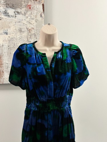 Anthropologie Somerset Velvet Dress Extra Small XS BNWT Blue Flo - photo 3