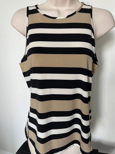 Banana Republic Womens SP Black Beige Striped Tank Top NEW