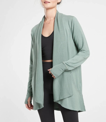 ATHLETA Minimalistic Grey Pockets Pranayama Wrap Cardigan SP