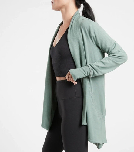 ATHLETA Minimalistic Grey Pockets Pranayama Wrap Cardigan SP - photo 2