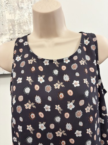 LOFT Floral Sleeveless Blouse SP Small Petite Gray Shell Top - photo 3