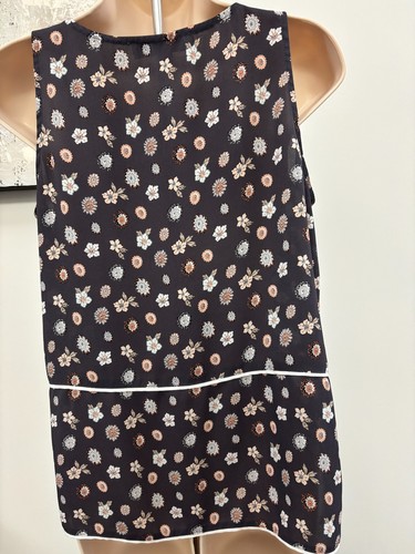 LOFT Floral Sleeveless Blouse SP Small Petite Gray Shell Top - photo 5