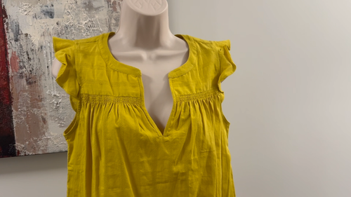 Banana Republic Womens SP Yellow Cotton Ruffle Sleeve Blouse - photo 2