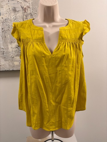 Banana Republic Womens SP Yellow Cotton Ruffle Sleeve Blouse - photo 3