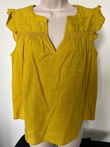 Banana Republic Womens SP Yellow Cotton Ruffle Sleeve Blouse - photo 4