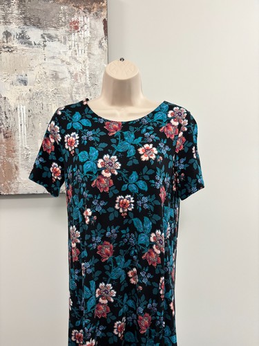 LOFT Botanical Dress Small Petite SP BNWT Black Teal Blue Pink