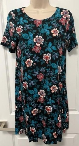 LOFT Botanical Dress Small Petite SP BNWT Black Teal Blue Pink - photo 4