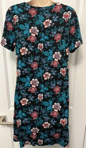 LOFT Botanical Dress Small Petite SP BNWT Black Teal Blue Pink - photo 5
