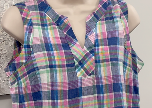 Talbots Linen Top Small Petite SP Plaid Sleeveless VNeck - photo 5