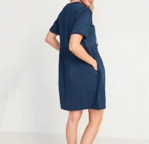 Old Navy Women’s Lace-Up Medium-Wash Jean Denim Shift Dress Smal - photo 2