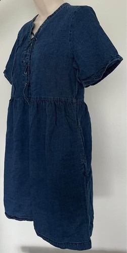Old Navy Women’s Lace-Up Medium-Wash Jean Denim Shift Dress Smal - photo 4