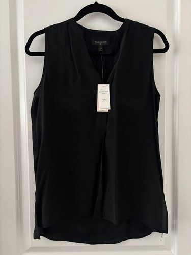 Banana Republic 100% Silk Blouse Small Petite SP BNWT Black