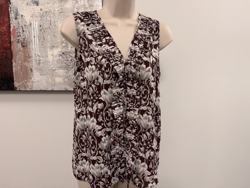 Banana Republic Womens SP Burgundy Floral Smocked Blouse