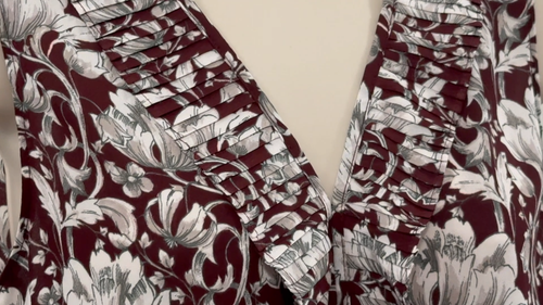 Banana Republic Womens SP Burgundy Floral Smocked Blouse - photo 2