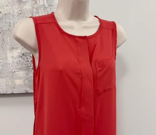 LOFT Red Sleeveless Mixed Media Blouse XS Petite BNWT