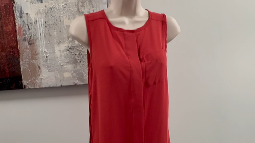 LOFT Red Sleeveless Mixed Media Blouse XS Petite BNWT - photo 2