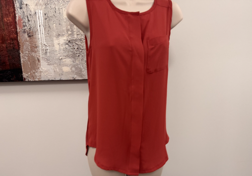 LOFT Red Sleeveless Mixed Media Blouse XS Petite BNWT - photo 4